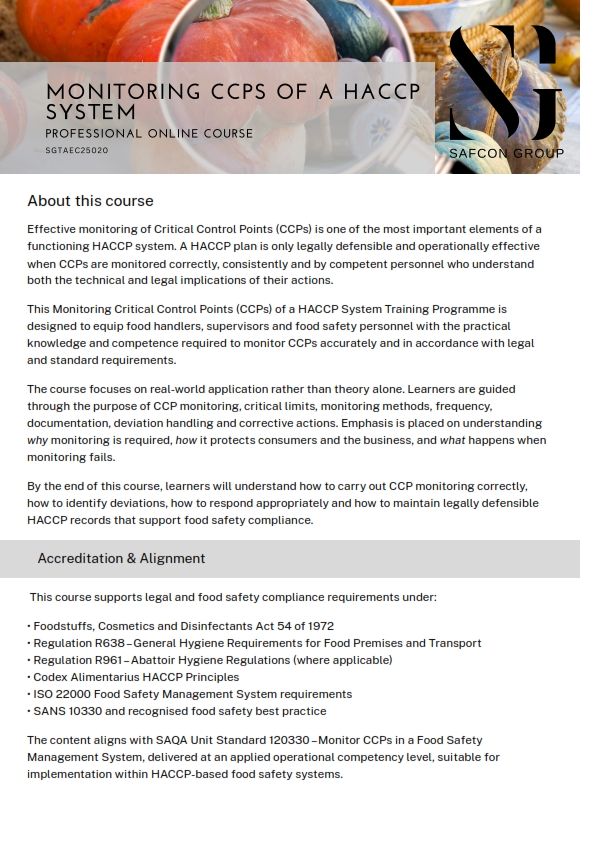 Brochure - Monitoring CCPS of a HACCP System_001