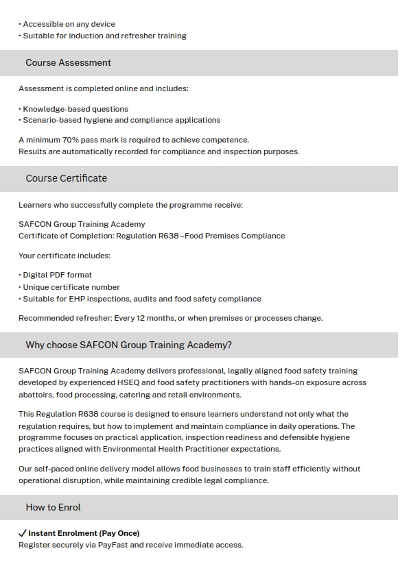 Brochure - Reg R638 Food Premises Compliance_003