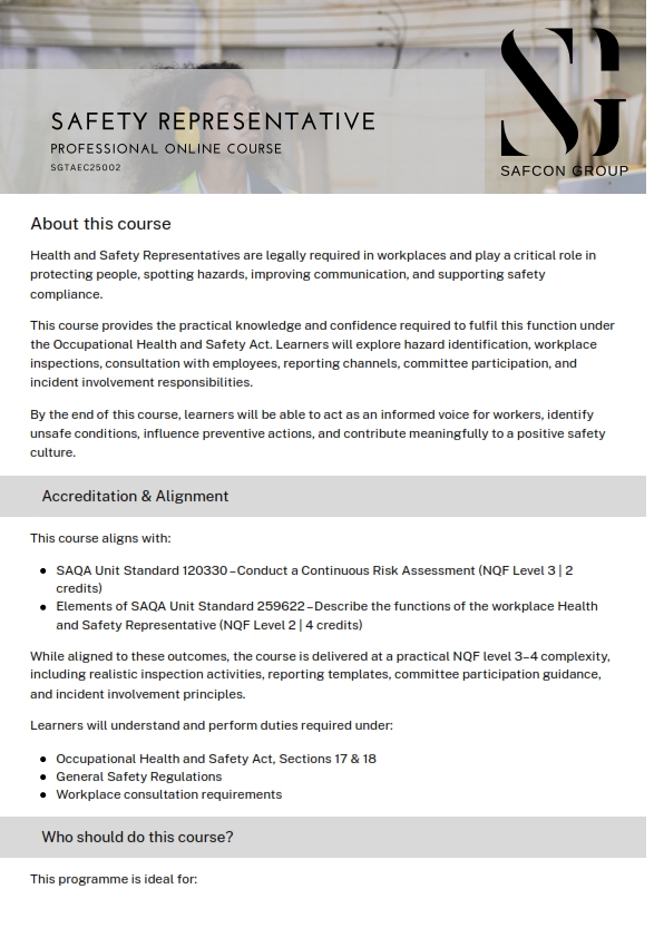 Course Brochure - SGTAEC25002 - Safety Representative_001